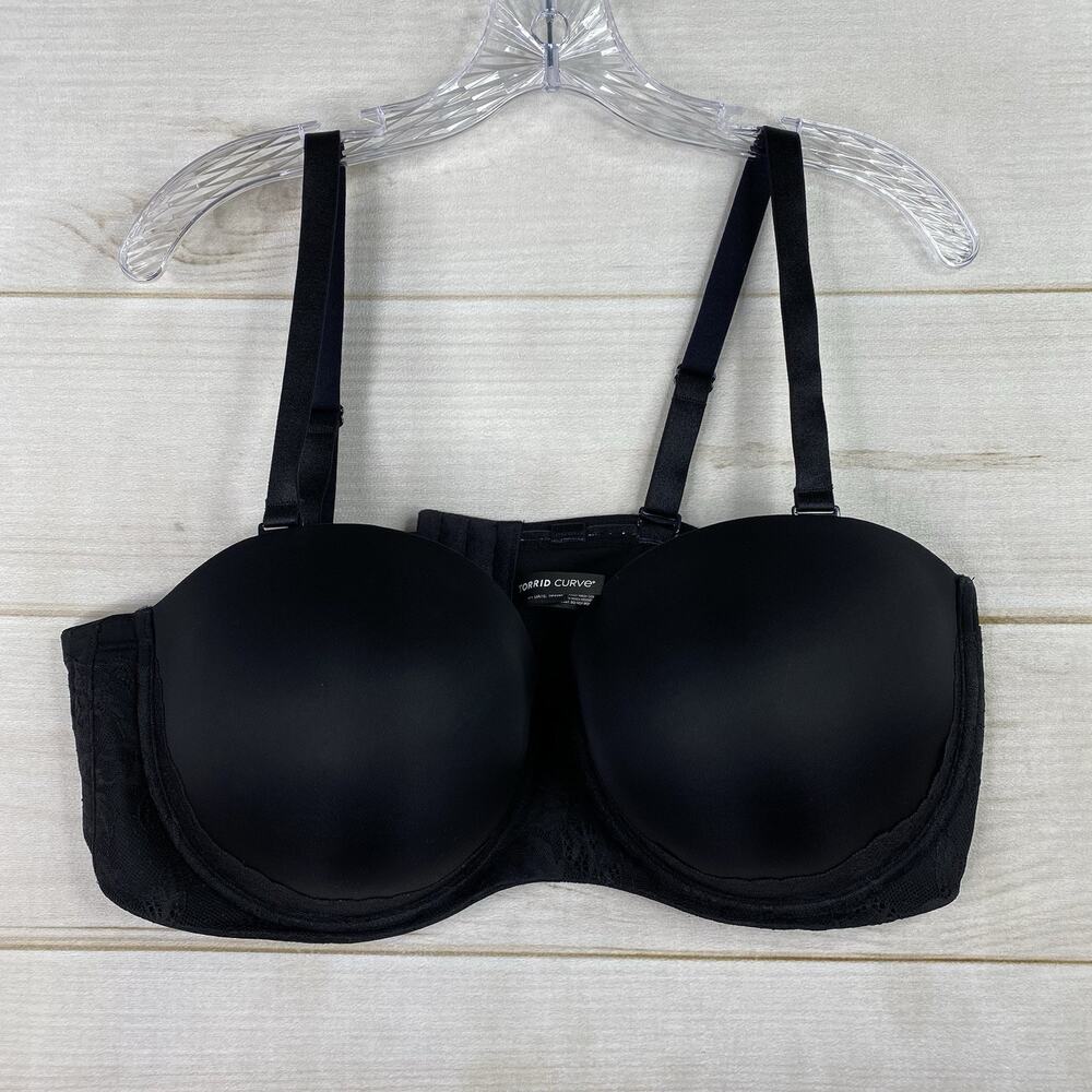 Torrid Curve Push Up Underwire Bra 46ddd Black La… - image 1